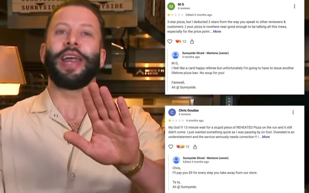 Pizzeria owner defends ‘sassy’ replies to bad reviews as he goes viral