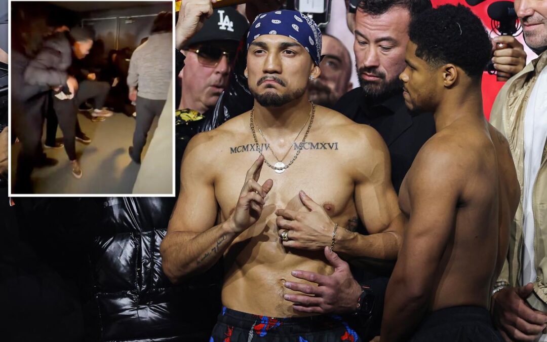 Wild brawl breaks out during Teofimo Lopez-Shakur Stevenson weigh-in at MSG in chaotic scene