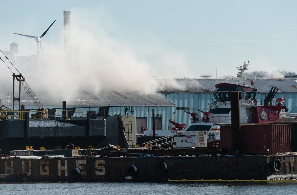 Fire rips through Red Hook, Brooklyn, warehouse steps from NYPD auto pound