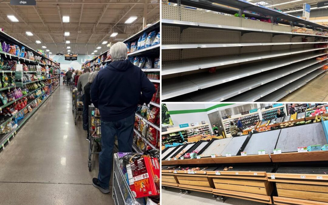 Frantic grocery shoppers empty shelves before Arctic blast, snow  barrels across US