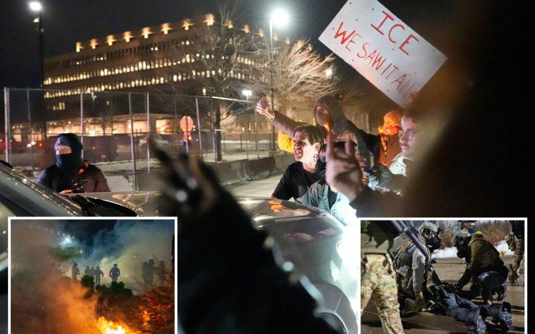 Chaotic video shows anti-ICE agitators blast fireworks at law enforcement during Minneapolis protests