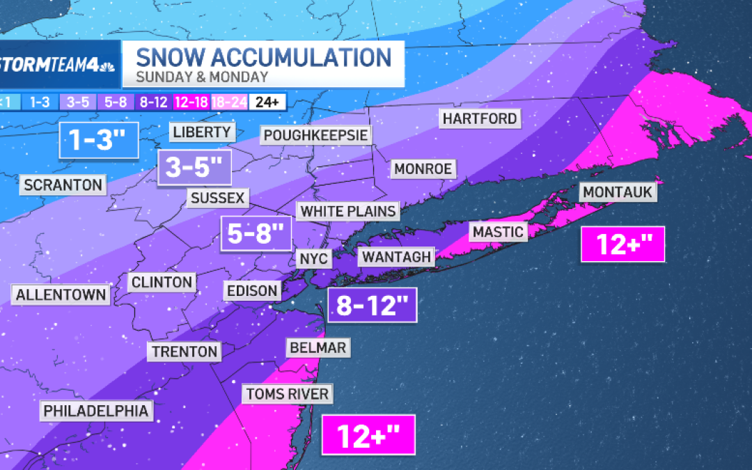 New forecast shows 5-12 inches of snow expected for NYC area as part of weekend nor-easter