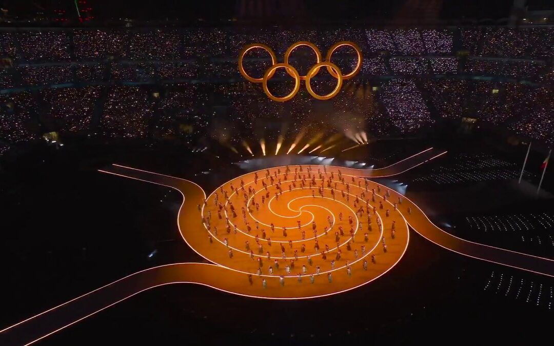 Watch the dramatic arrival of the Olympic rings at the 2026 Winter Olympics Opening Ceremony