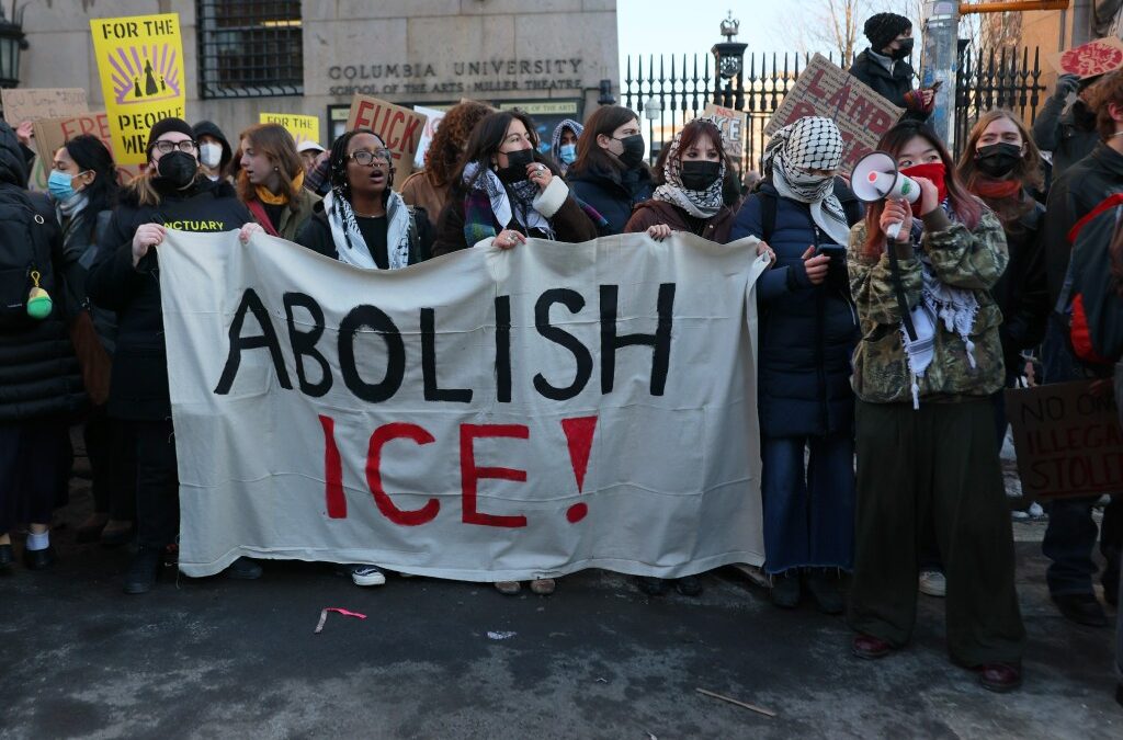 Anti-ICE protesters arrested outside Columbia as more than 100 demand, ‘ICE off campus!’