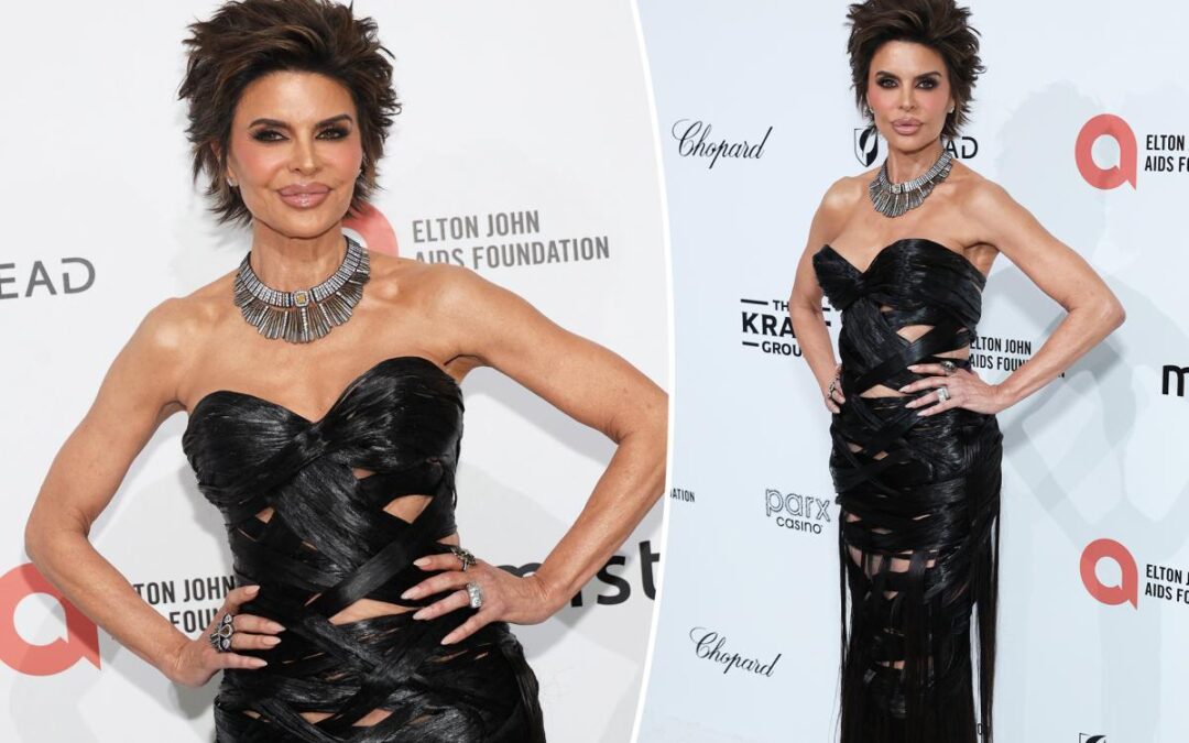 Hair-raising: Lisa Rinna’s Oscars party dress was made from 11 pounds of extensions