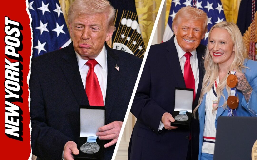 Trump chokes up after olympian presents him her Order of Ikkos medal