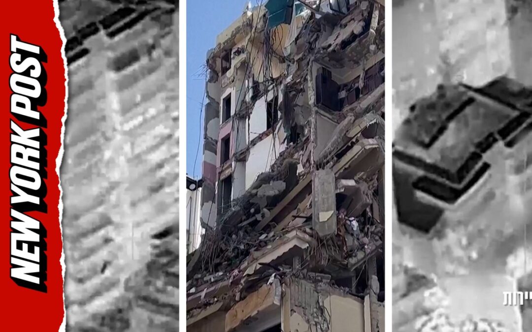 Moment building crumbles from Israeli strike targeting Hezbollah in Lebanon