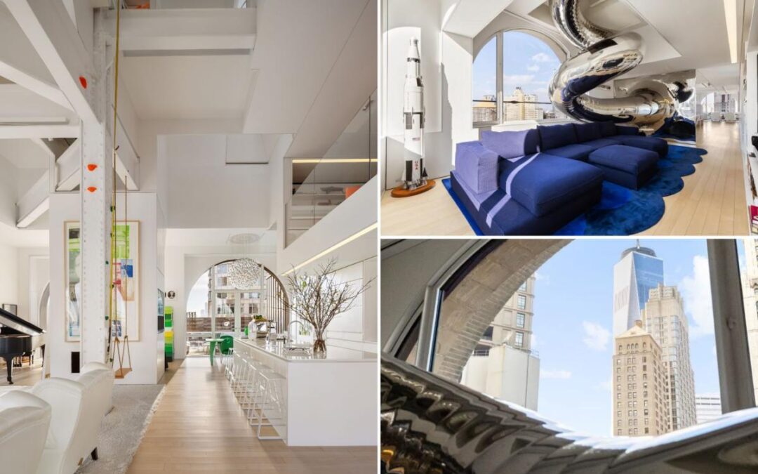 Inside a $20M NYC penthouse with a rope swing, a rock-climbing wall — and a 4-story spiral slide
