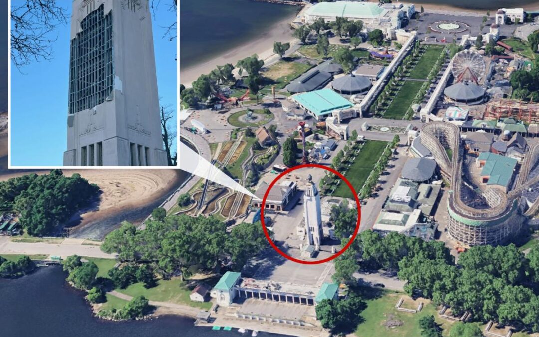 Storm tears open historic Rye Playland music tower as steel innards left exposed