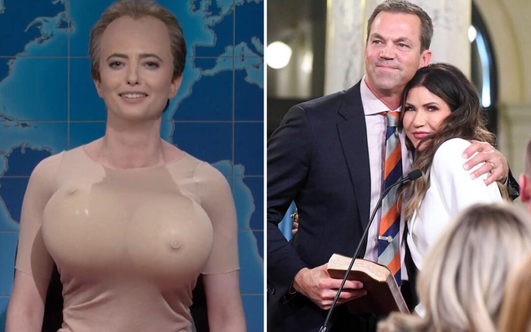 ‘SNL’  pumps up Kristi Noem husband cross-dressing scandal — complete with big wonky balloon breasts