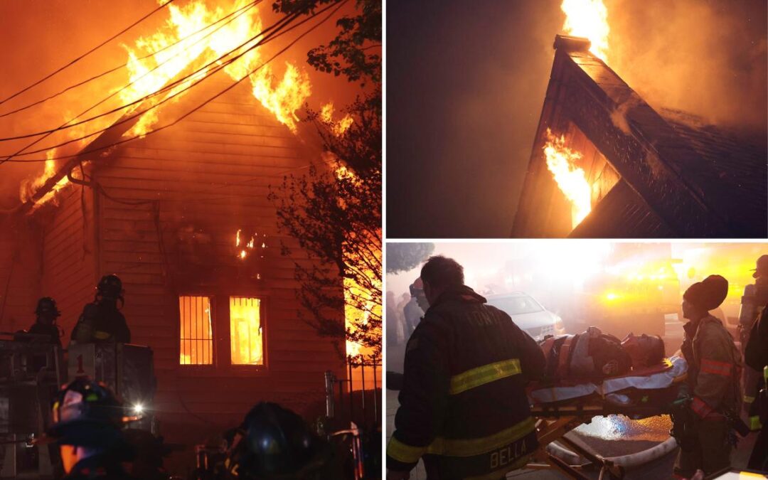 Wild photos show firefighters battling massive 5-alarm fire at historic NYC church