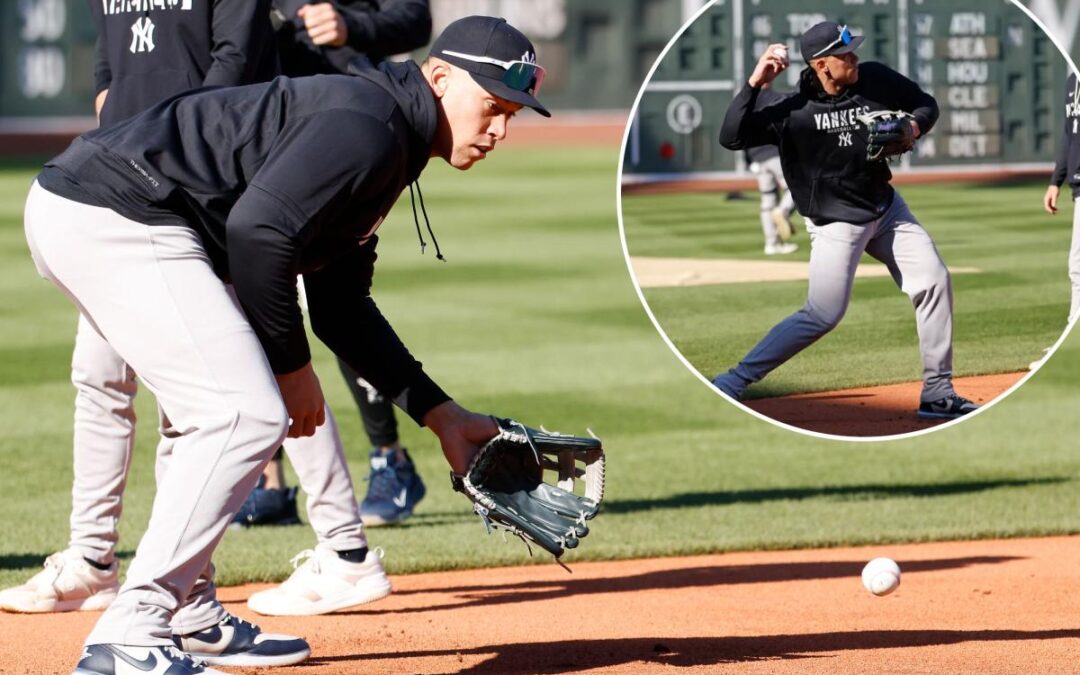 Aaron Judge tries his hand at third base during Yankees’ warmup