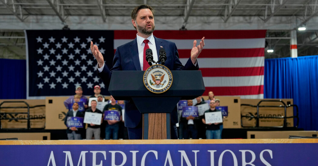 Vance Campaigns in Iowa as G.O.P. Fears Rise Ahead of Midterms