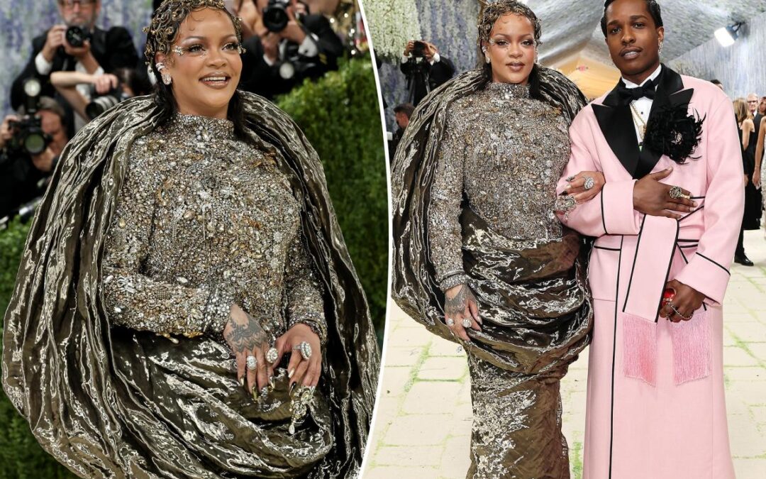 Rihanna shines bright like a diamond in metallic Met Gala 2026 red carpet look