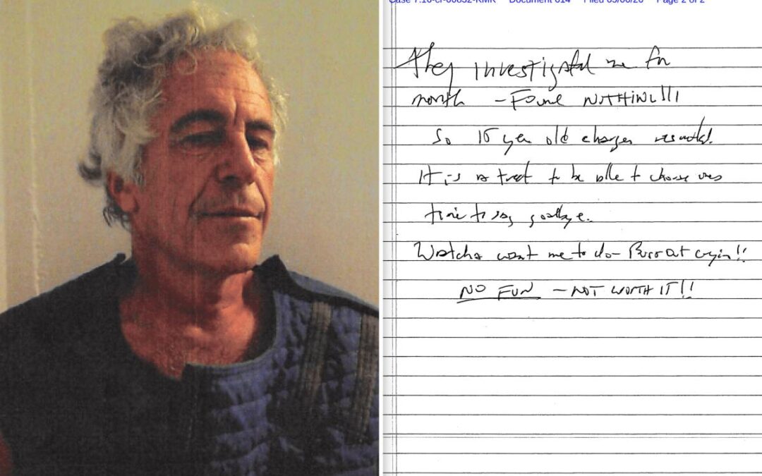 Jeffrey Epstein’s barely legible alleged suicide note revealed: ‘Time to say goodbye’