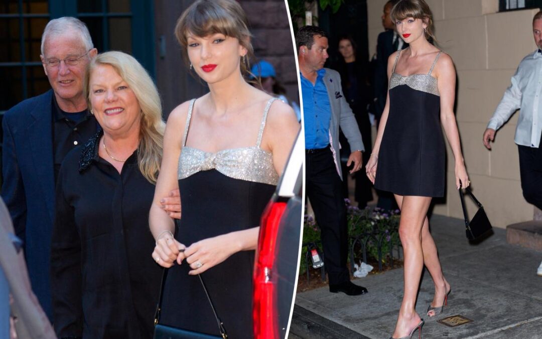 Taylor Swift puts a sparkly spin on the little black dress for family outing in NYC