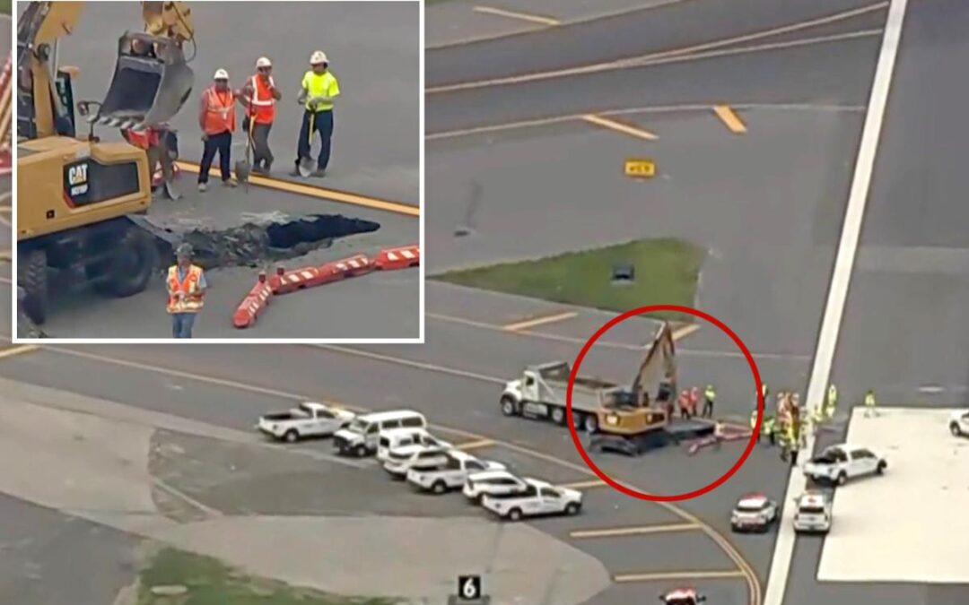 Sinkhole closes busy LaGuardia Airport runway — sparks fears of major delays, cancellations
