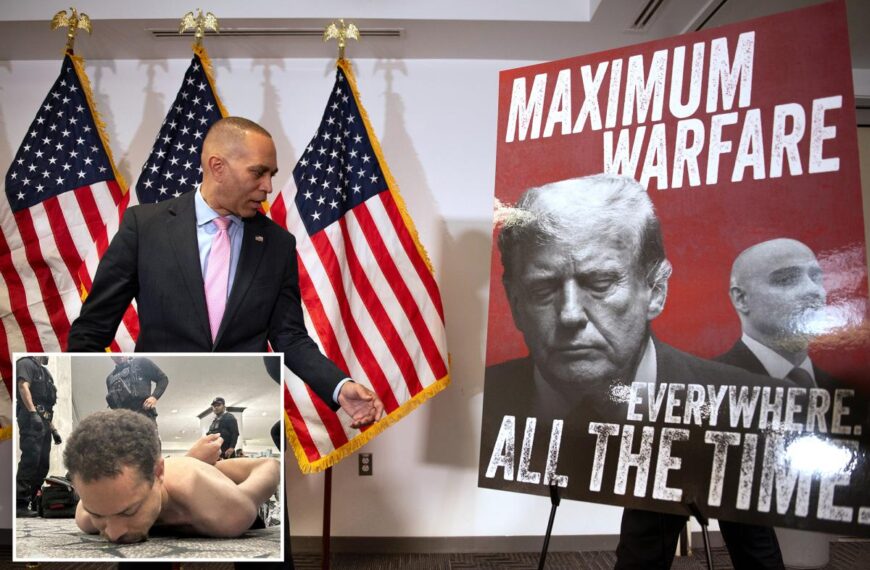 Trump demands Hakeem Jeffries be charged with inciting violence with ‘maximum warfare’ rhetoric