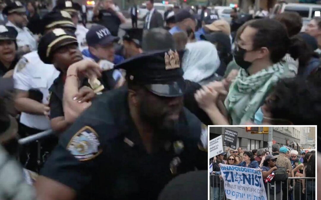 Hateful anti-Israel mob descends on historic NYC synagogue, clashes with cops in chaotic protest