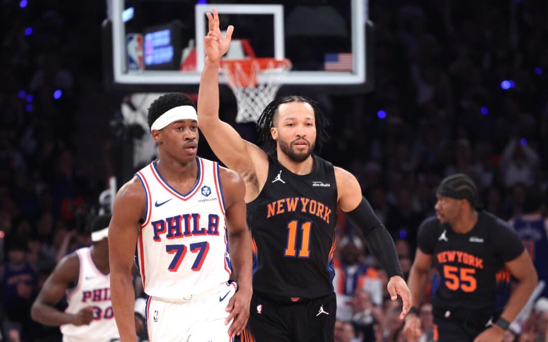 Knicks claw past Joel Embiid-less 76ers in tense Game 2 victory
