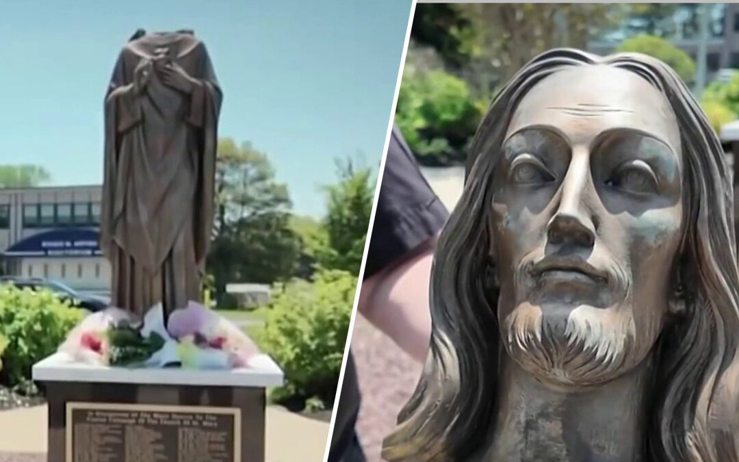 Woman charged after allegedly taking head off statue of Jesus at Long Island church