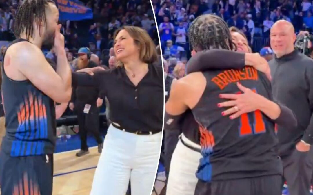 Jalen Brunson, Knicks superfan Mariska Hargitay share tender moment to celebrate Game 2 win