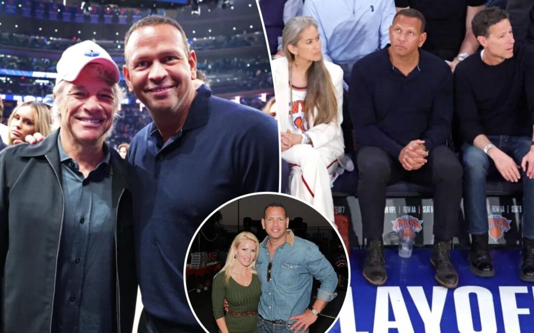Freshly single Alex Rodriguez enoys Knicks’ Game 2 win alongside Bon Jovi