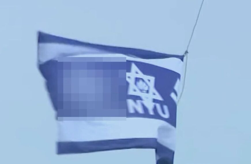 Swastika flag raised above NYU building named after billionaire Jewish causes donor during graduation week