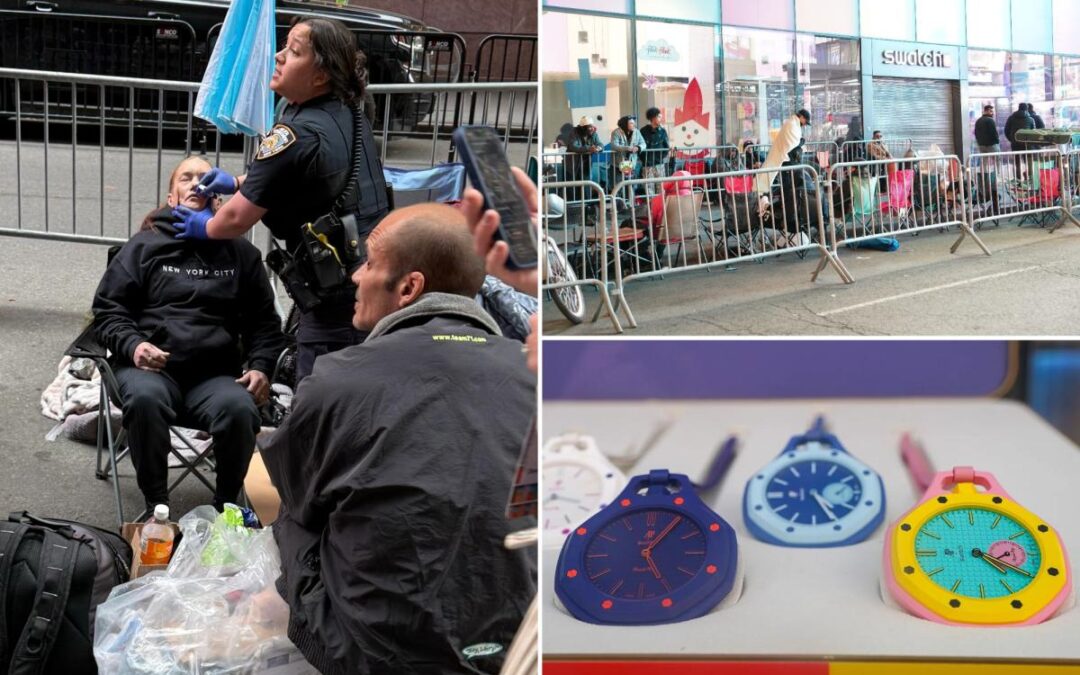 New Yorkers create encampment for $400 plastic watch — filled with paid line-sitters and a shocking overdose