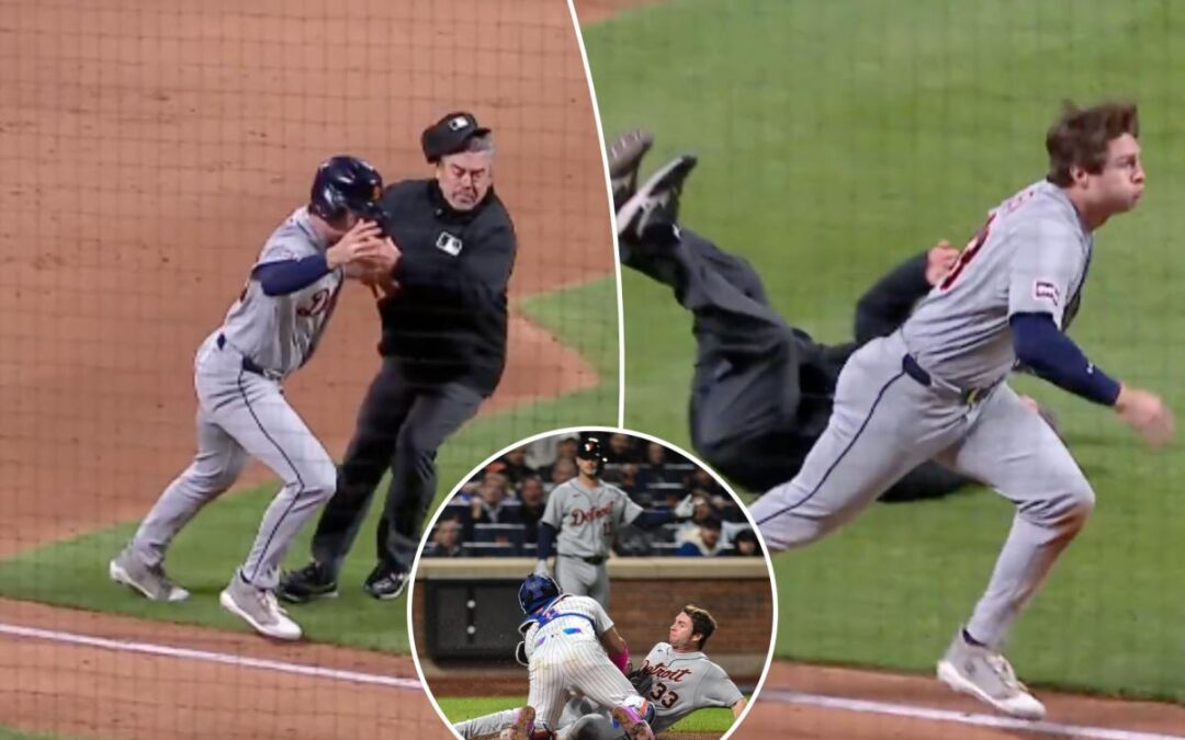 Umpire inadvertently helps Mets prevent run with chaotic collision