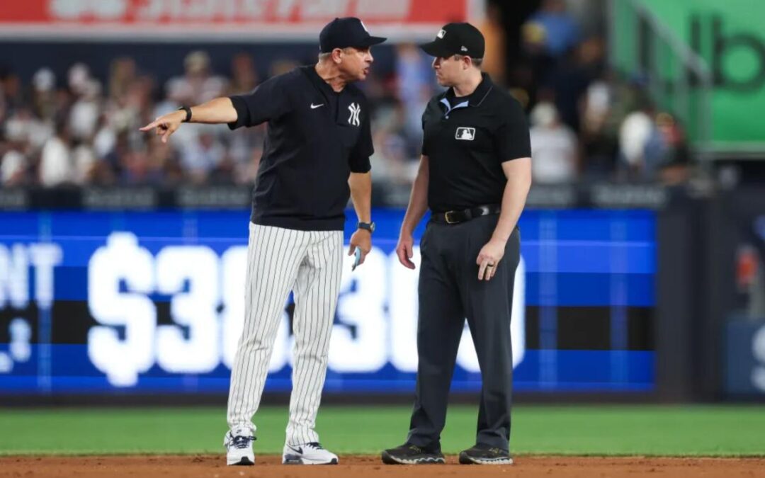 Aaron Boone ejected in fiery scene after controversial call with ‘savages in the f–king box’ umpire