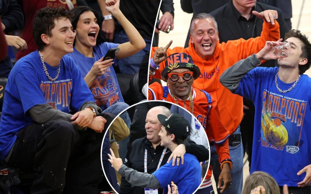 Timothée Chalamet’s epic Knicks celebration includes includes Leon Rose embrace: ‘Motherf–king Finals’