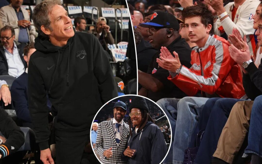 Ben Stiller returns to MSG for Knicks-76ers Game 2 with Timothee Chalemet, Kylie Jenner, Jay-Z all in attendance