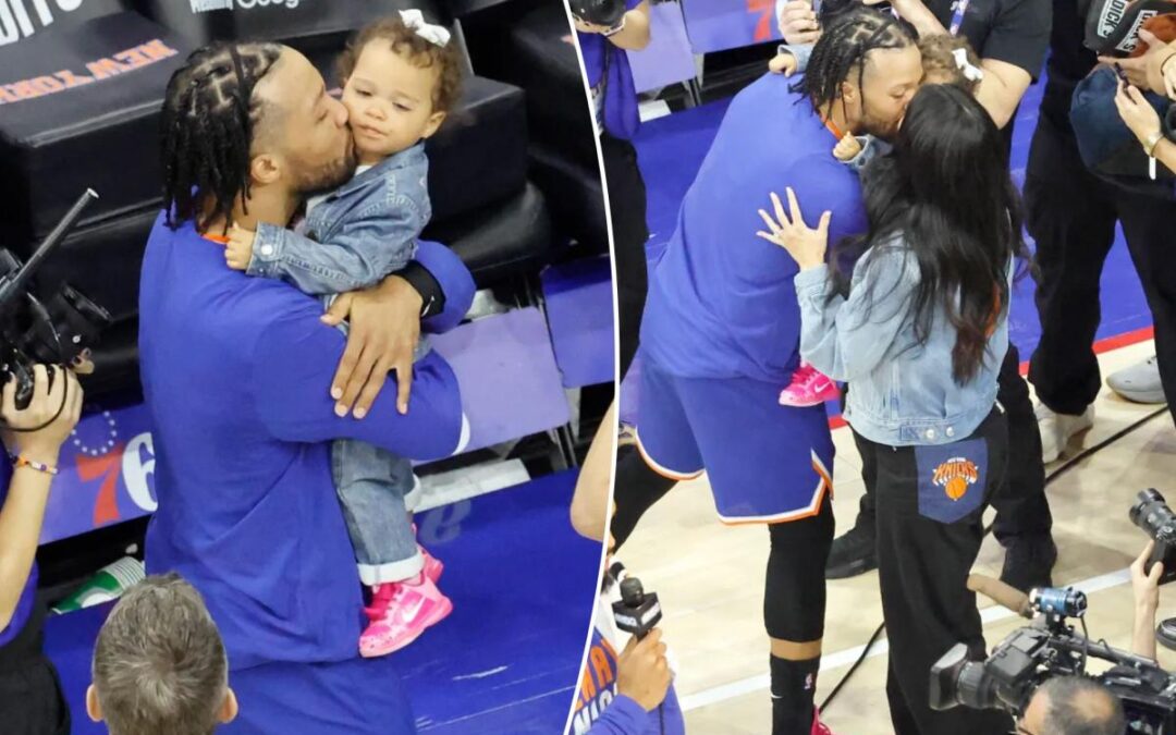 Jalen Brunson celebrates Knicks’ win with daughter, wife in heartwarming playoff moment