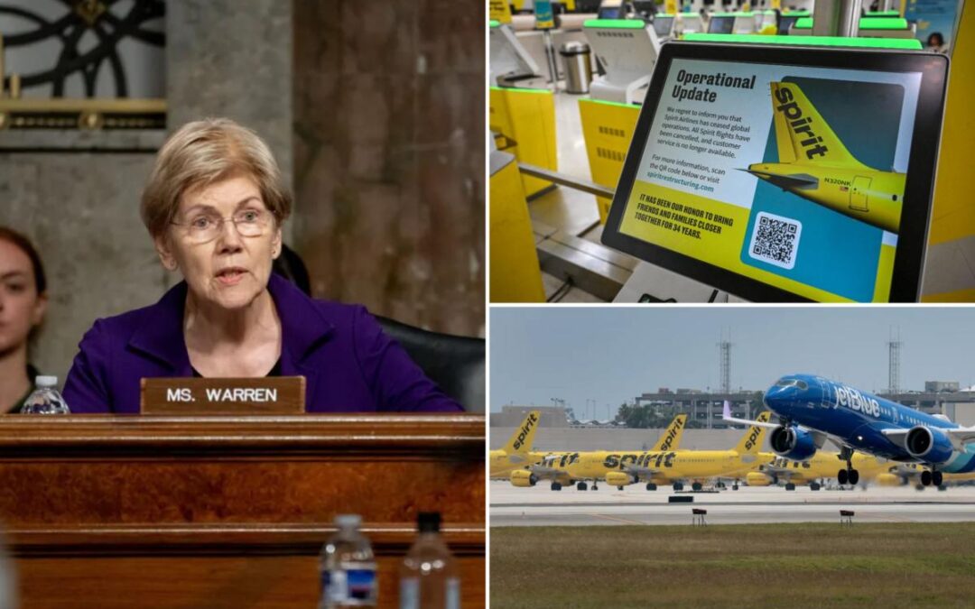 Elizabeth Warren blasted for cheering blocking of merger that might have saved Spirit Airlines