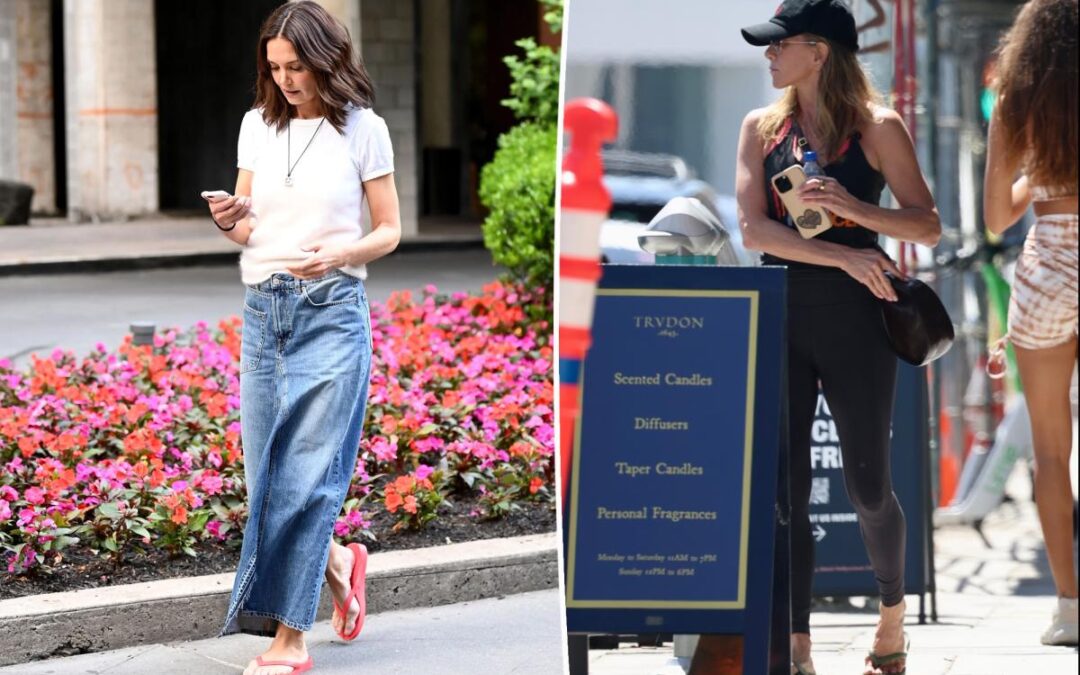 Katie Holmes just wore the $40 flip-flops Jennifer Aniston also loves