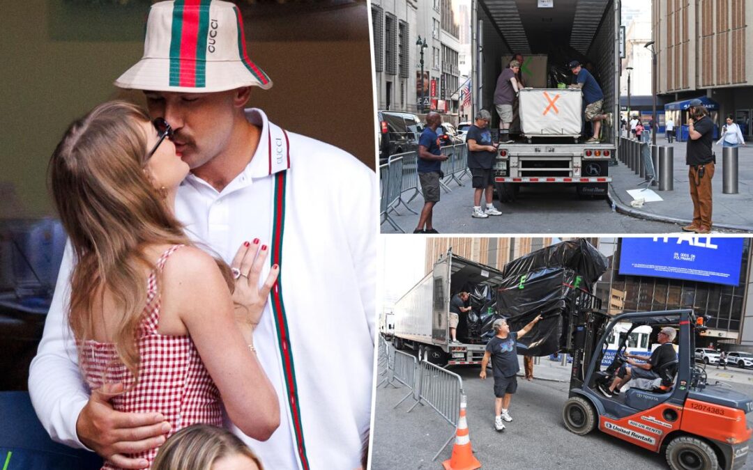 Movement at MSG ahead of Taylor Swift and Travis Kelce’s wedding as trucks spotted unloading drapery, lighting