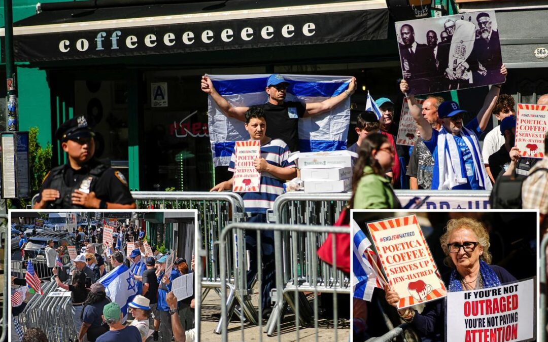 Protesters clash outside anti-Israel Brooklyn coffee shop as NYPD separates opposing sides