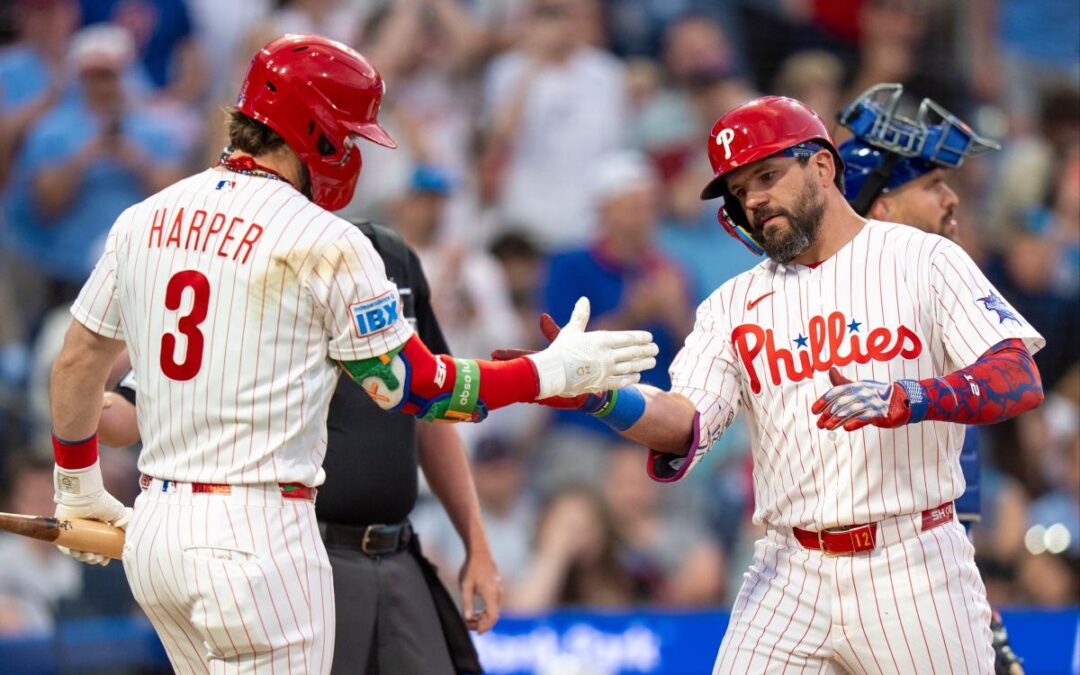 Phillies’ Bryce Harper and Kyle Schwarber complete historic feats in blowout win over Mets