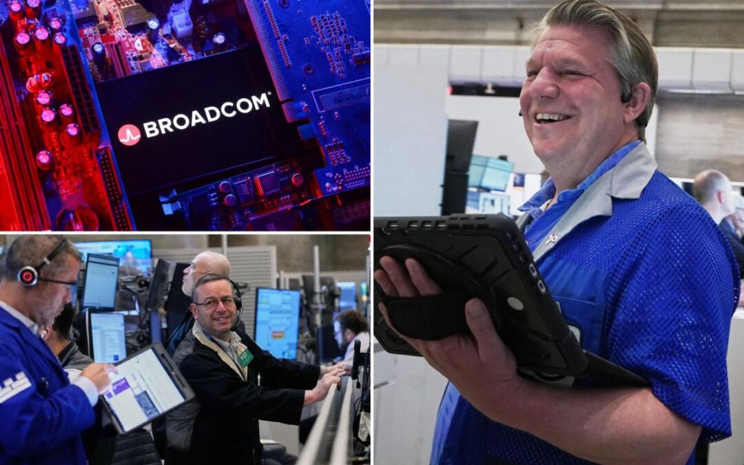 Dow soars 900 points to all-time high, while chipmaker Broadcom sends tech sector stumbling