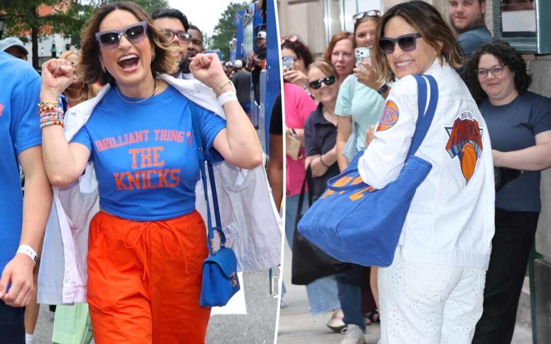 Mariska Hargitay’s custom canvas Knicks tote is a stylish way to celebrate NYC