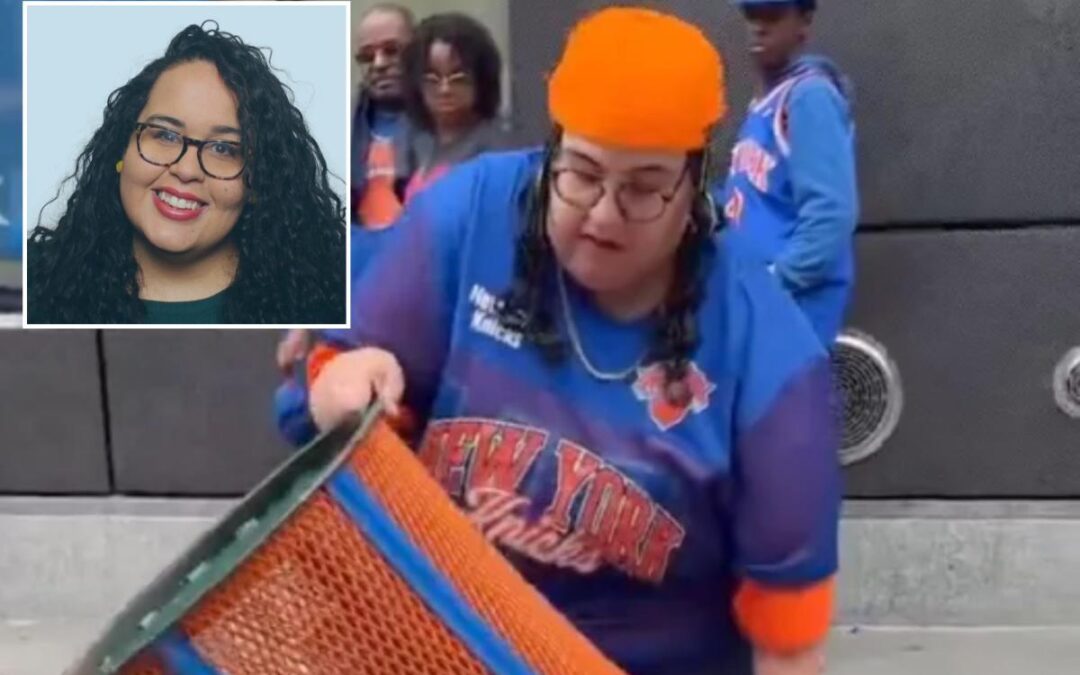 Woman who emptied Knicks trashcan on street then stole it was DEI exec, worked at JPMorgan Chase
