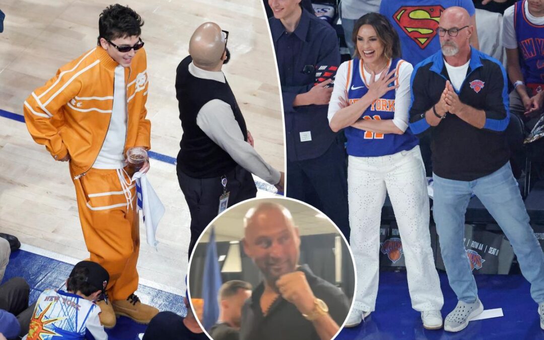 Derek Jeter, Eli Manning join Timothee Chalamet to lead elite-level celebrity row for Knicks-Spurs Game 3