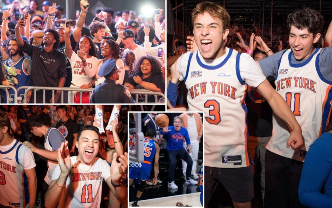Knicks fans go bonkers in NYC after Game 2 Finals win, celebrate in streets outside MSG: ‘Go New York!’