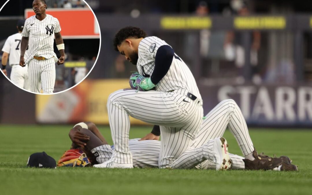 Jazz Chisholm Jr. exits after scary collision with Jasson Dominguez in Yankees injury worry