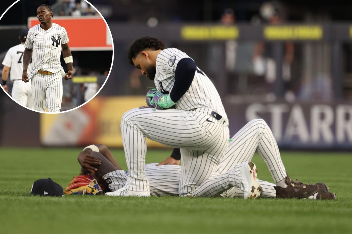Jazz Chisholm Jr. exits after scary collision with Jasson Dominguez in Yankees injury worry