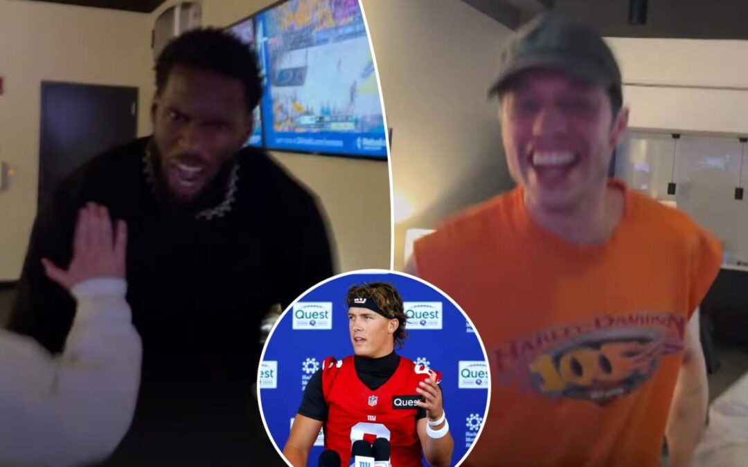 Jaxson Dart, Giants teammates celebrate huge Knicks moment in suite with Pete Davidson