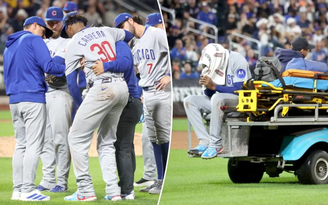 Cubs pitcher Edward Cabrera carted off field in injury heartbreaker