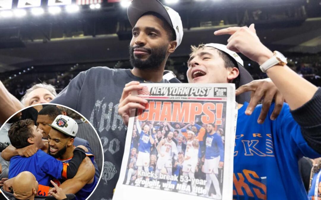 Timothee Chalamet holds up The Post, throws Oscars shade as he wildly celebrates Knicks championship