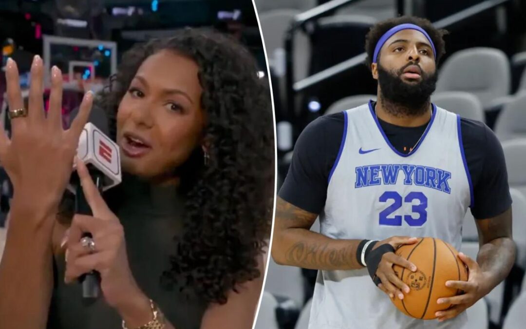 Malika Andrews loses audio during Mitchell Robinson update at NBA Finals